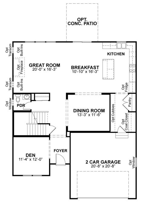 Adams first floor plan, McKelvey Homes