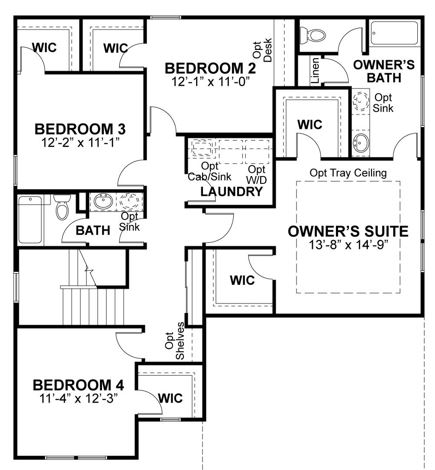 Adams second floor plan, McKelvey Homes