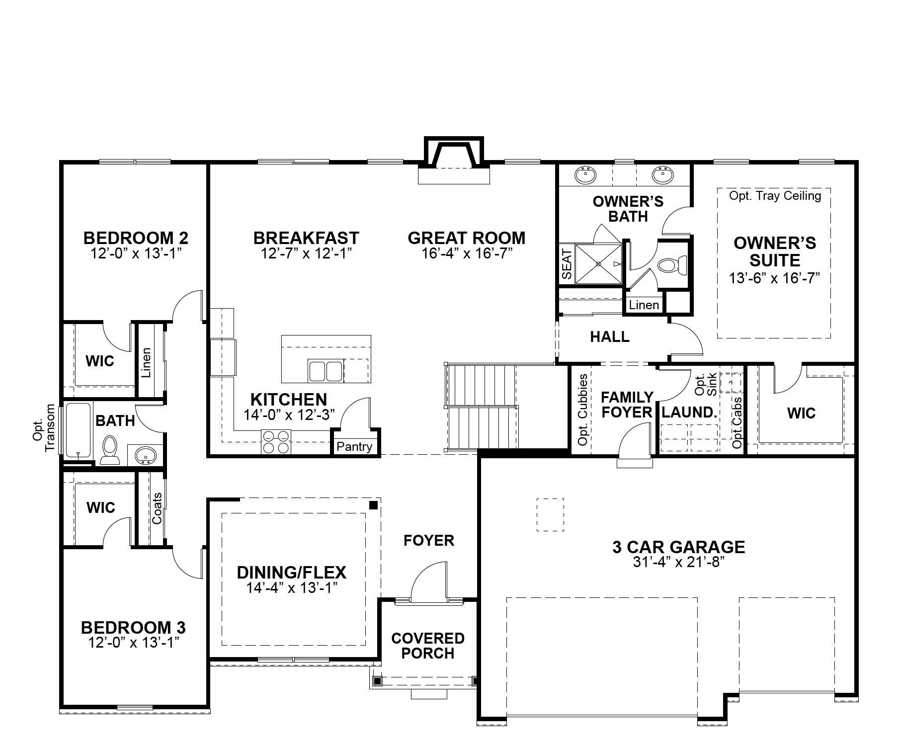 Hemingway first floor plan, McKelvey Homes