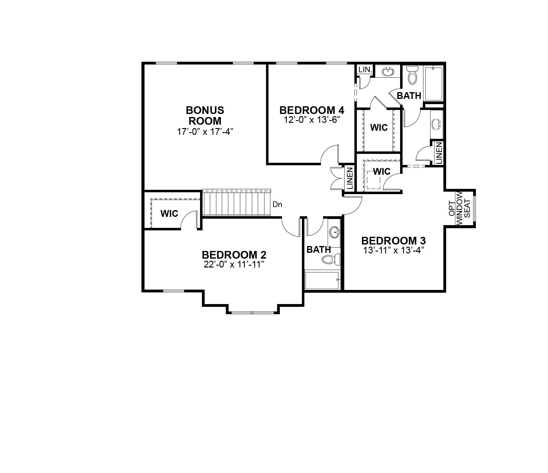Provence second floor plan, McKelvey Homes