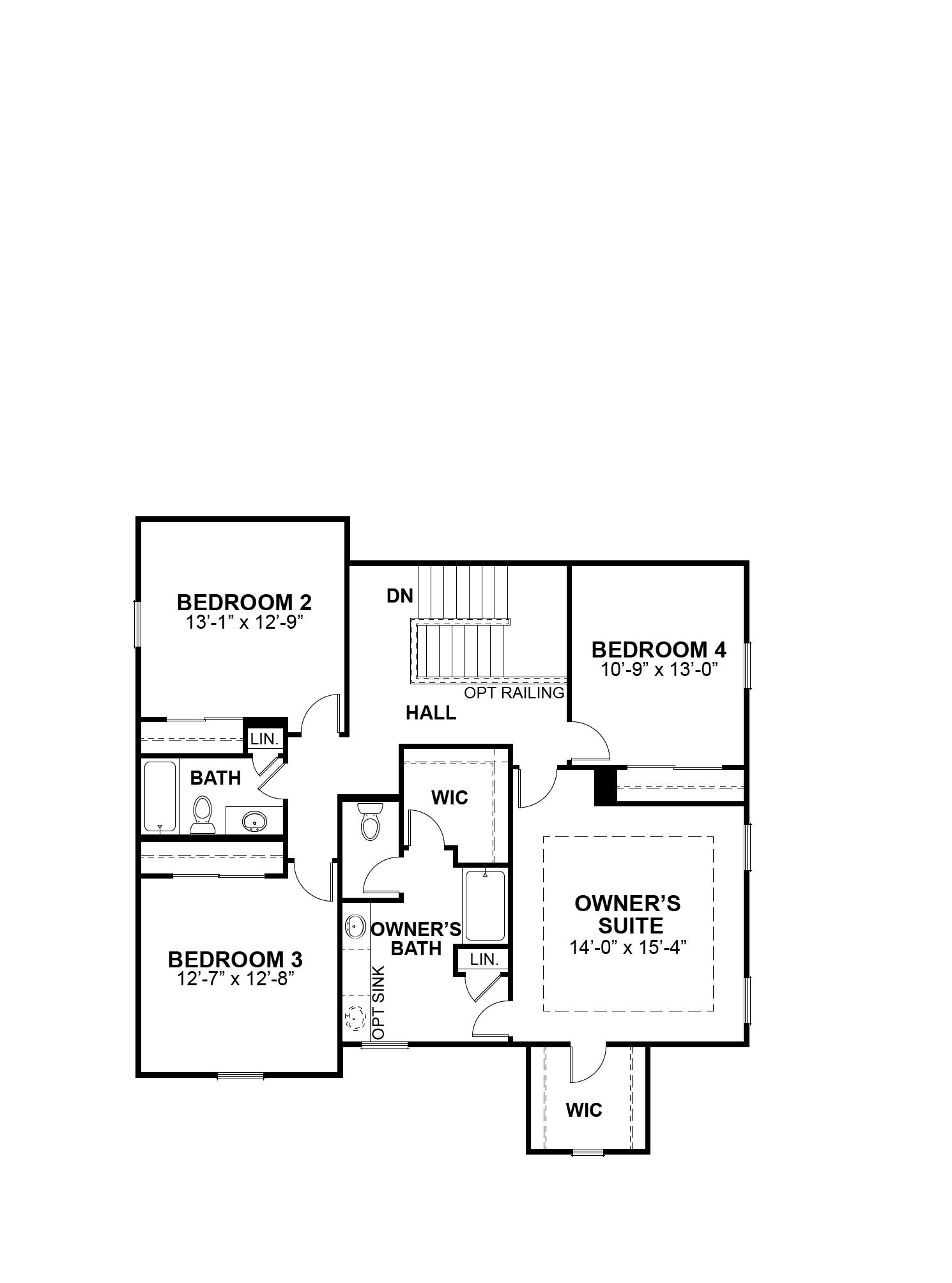 Washington second floor plan, McKelvey Homes